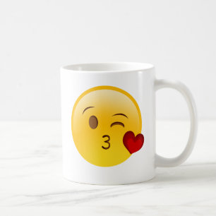 Caneca De Café Funda uma etiqueta do emoji do beijo