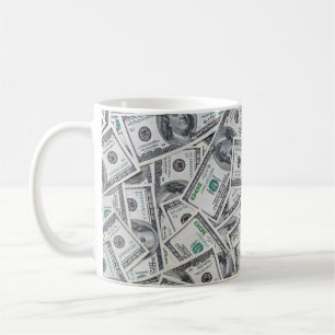 Caneca De Café Fundo 100 Títulos Dólares.