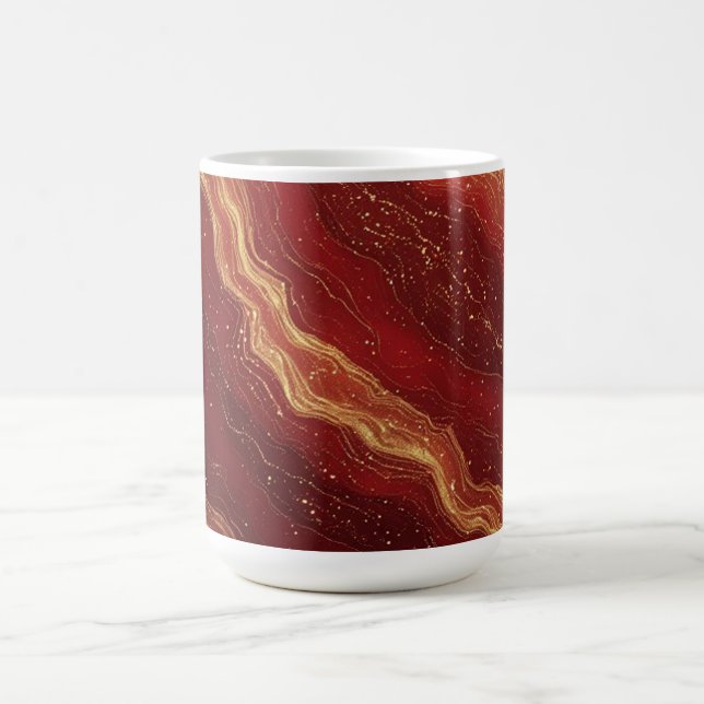 Caneca De Café Fundo Abstrato de Mármore Dourado Com Redemoinhos  (Centro)