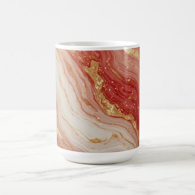 Caneca De Café Fundo Abstrato de Mármore Dourado com Redemoinhos  (Centro)