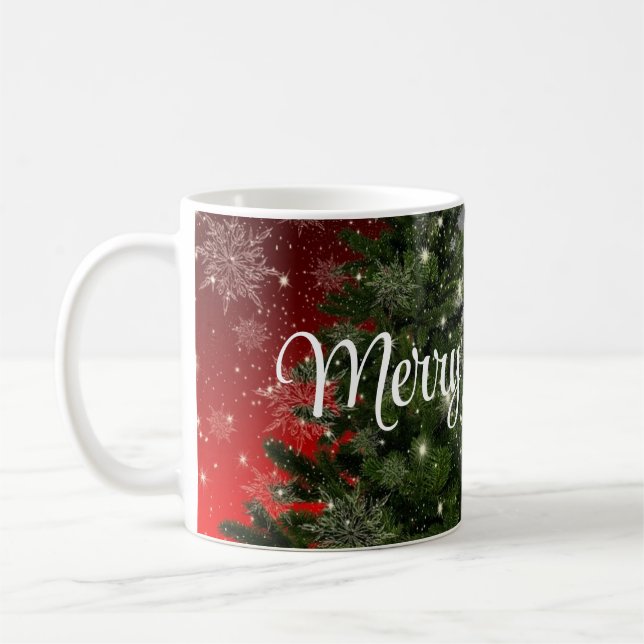 Caneca De Café Fundo Azul com Árvore de Natal (Esquerda)