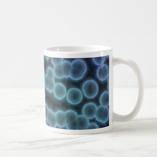 Caneca De Café Fundo azul das bactérias (Direita)