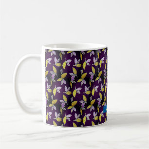 Caneca De Café Fundo azul profundo com folhas design