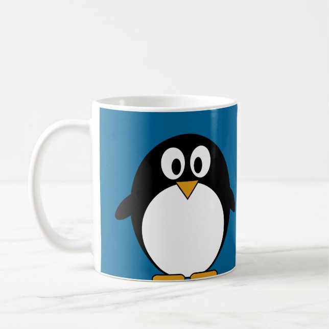 Caneca De Café fundo bonito do azul do pinguim dos desenhos (Esquerda)