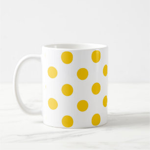 Caneca De Café Fundo Branco Pontos Amarelos
