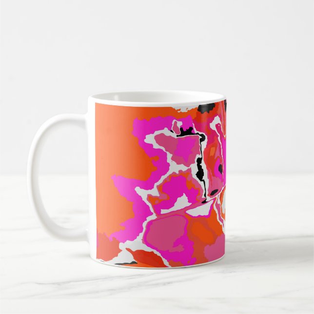 Caneca De Café Fundo brilhante Psicodélico Digital Ácido.  (Esquerda)