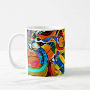 Caneca De Café fundo colorido abstrato de arte vibrante, sem cost