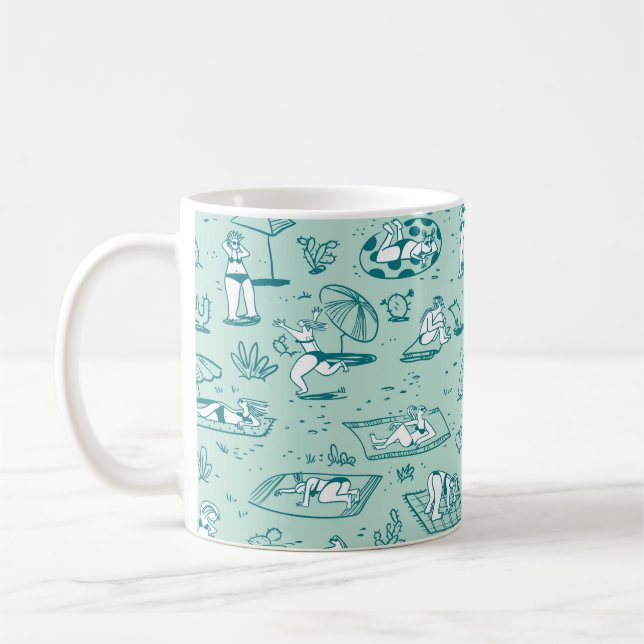 Caneca De Café Fundo com garotas de praia de verão. Patte sem cos (Esquerda)
