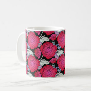 Caneca De Café Fundo da Flor de Rosas vermelhas Grandes