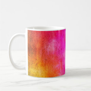 Caneca De Café Fundo de cor. Tinta vermelha vermelha e tinta amar