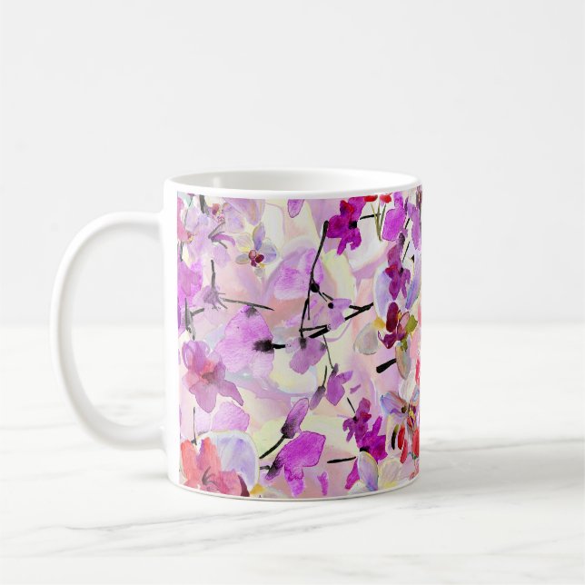 Caneca De Café Fundo de Cores Aquáticas Orchid-Sakura (Esquerda)