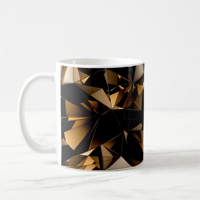 Caneca De Café fundo de cristal de triângulo abstrato. (Esquerda)