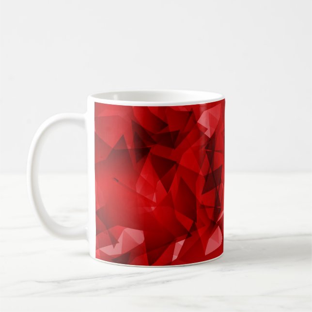 Caneca De Café Fundo de Cristal Geométrico Abstrato Vermelho (Esquerda)
