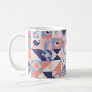 Caneca De Café Fundo de Formas Geométricas Quadradas. Estética