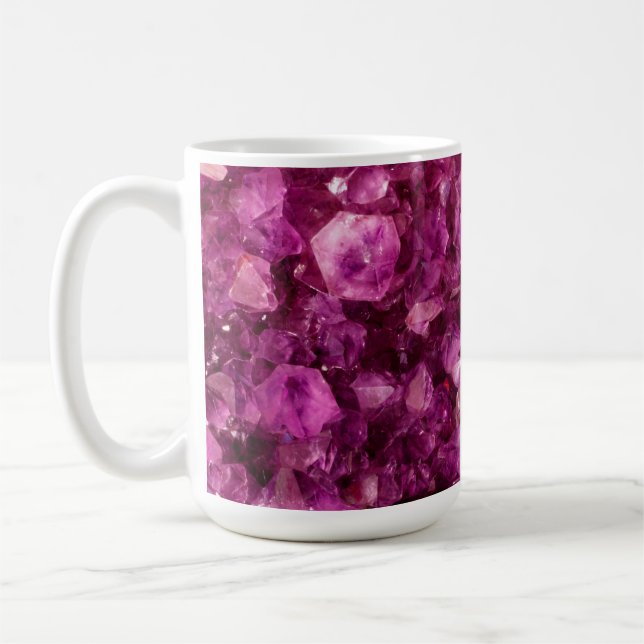 Caneca De Café Fundo de Gems Roxas do Cristal Ametist Quartz (Esquerda)