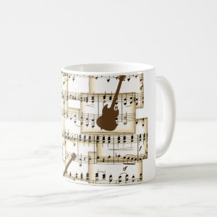 Caneca De Café fundo de guitarra de papel