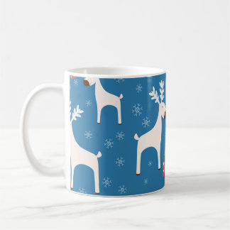 Caneca De Café Fundo de inverno com veados (padrão sem costura)