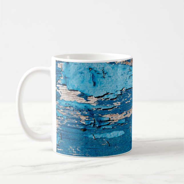 Caneca De Café Fundo de madeira azul  (Esquerda)