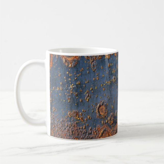 Caneca De Café Fundo de metal enferrujado texturizado. (Esquerda)