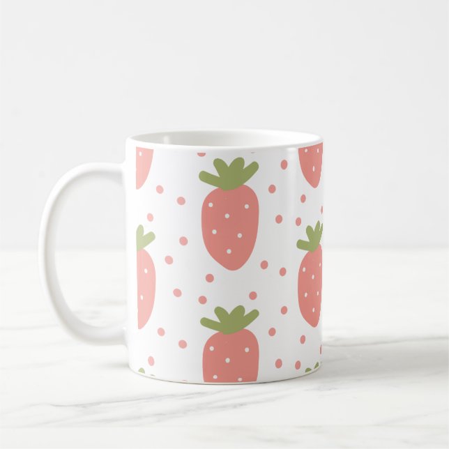 Caneca De Café fundo de morangos frutas (Esquerda)