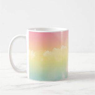 Caneca De Café fundo de nuvem com gradiente de cor pastel. b