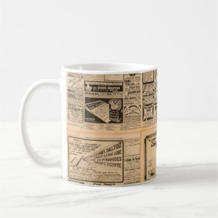 Caneca De Café Fundo de papel usado. Página de jornal antiga com