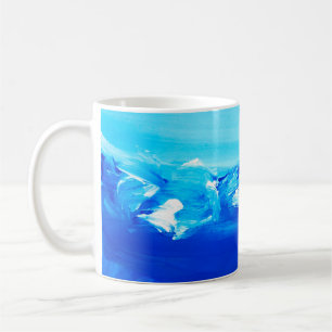 Caneca De Café fundo de pintura de arte azul abstrato. Arte moder