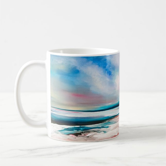 Caneca De Café fundo de textura do óleo de abstrato. Tinta na can (Esquerda)