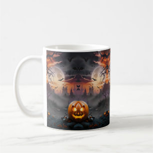 Caneca De Café Fundo do Halloween em Laranja e Pedras de Cinza