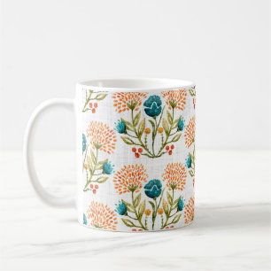 Caneca De Café Fundo do motif de flor aquática. Mão pintada e