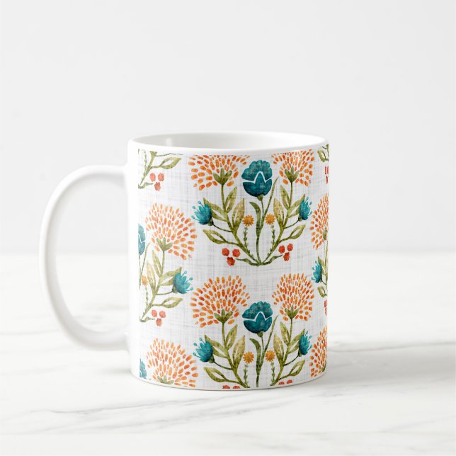 Caneca De Café Fundo do motif de flor aquática. Mão pintada e (Esquerda)