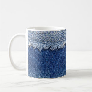 Caneca De Café Fundo do Tecido de Jeans Denim Ripso