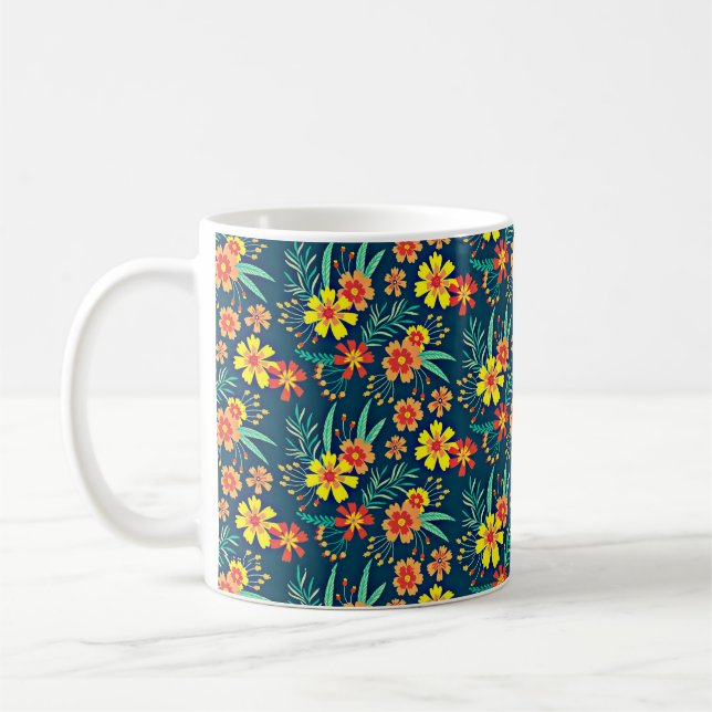 Caneca De Café Fundo Floral Belo Design-46566 (Esquerda)