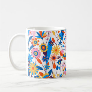 Caneca De Café Fundo Floral Multicolor Exótico-32939