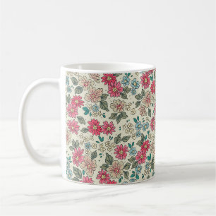 Caneca De Café Fundo floral ventiço. Padrão floral com sma