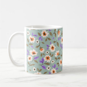 Caneca De Café Fundo floral ventiço. Padrão floral com sma