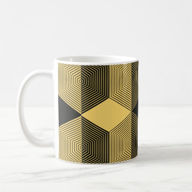 Caneca De Café fundo geométrico abstrato. Malha hexagonal com (Esquerda)