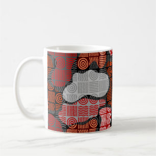 Caneca De Café Fundo geométrico tribal castanho em bloco patchwo