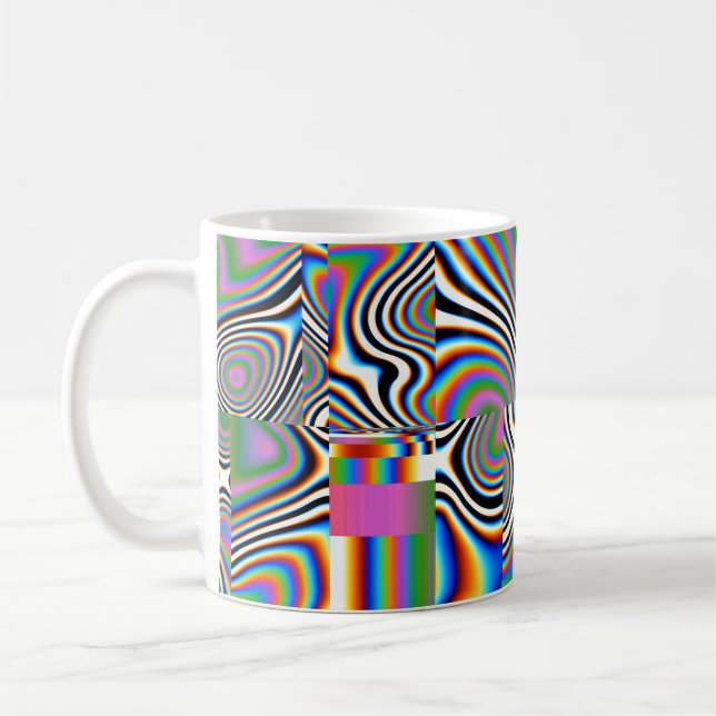Caneca De Café Fundo Geométrico Vibrant Digital Abstrato (Esquerda)