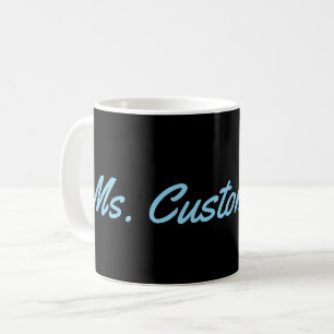 Caneca De Café Fundo liso, elegante, preto com nome dos azul-céu