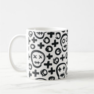 Caneca De Café Fundo perfeito do crânio. Condecoração superfic