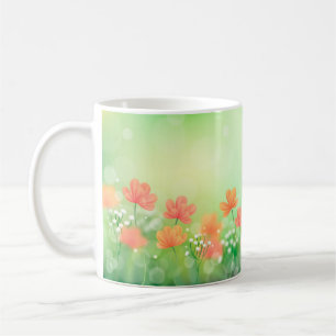 Caneca De Café Fundo Realista Borroso de Primavera-52374