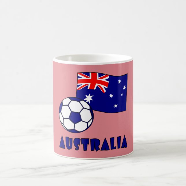 Caneca De Café Fundo rosa-rosa azul da bola de futebol australian (Centro)