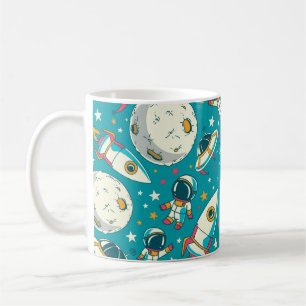 Caneca De Café Fundo sem costura com astronautas de rabo giro, p
