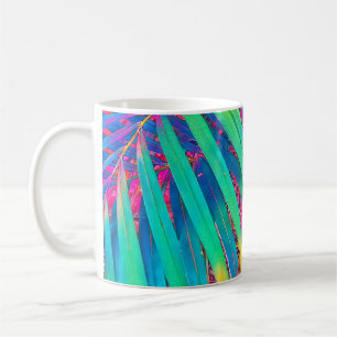 Caneca De Café Fundo tropical de textura de folha de palma. Palm