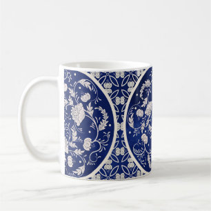 Caneca De Café fundo vintage. Belo padrão floral redondo