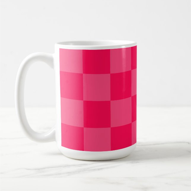 Caneca De Café Fundo xadrez rosa (Esquerda)