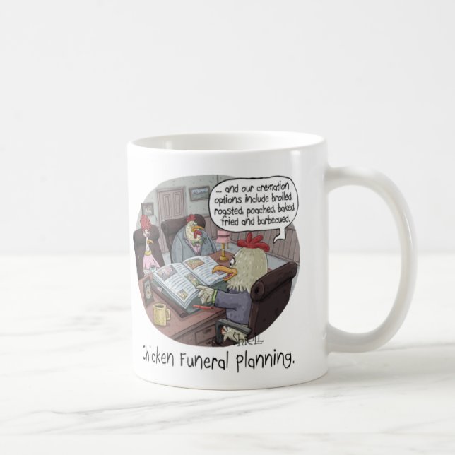 Caneca De Café Funeral Engraçado Planejamento Funerário com galin (Direita)