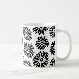 Caneca De Café Funky Black e white floral