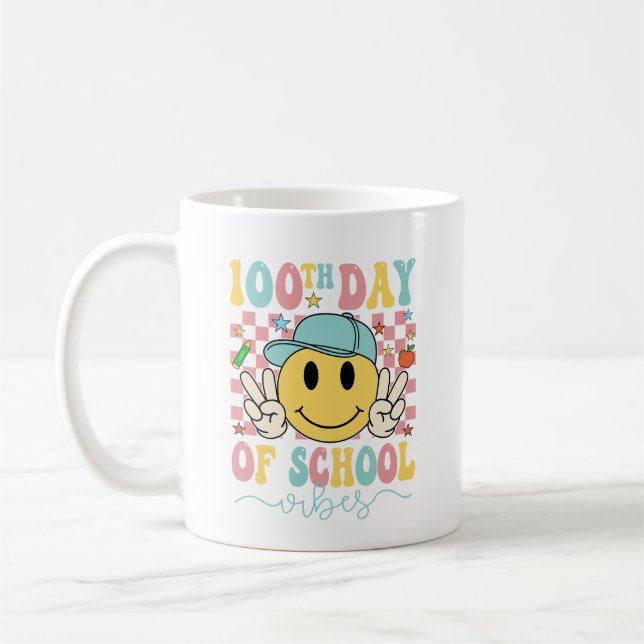 Caneca De Café Funny 100th Day Of School Vibes (Esquerda)
